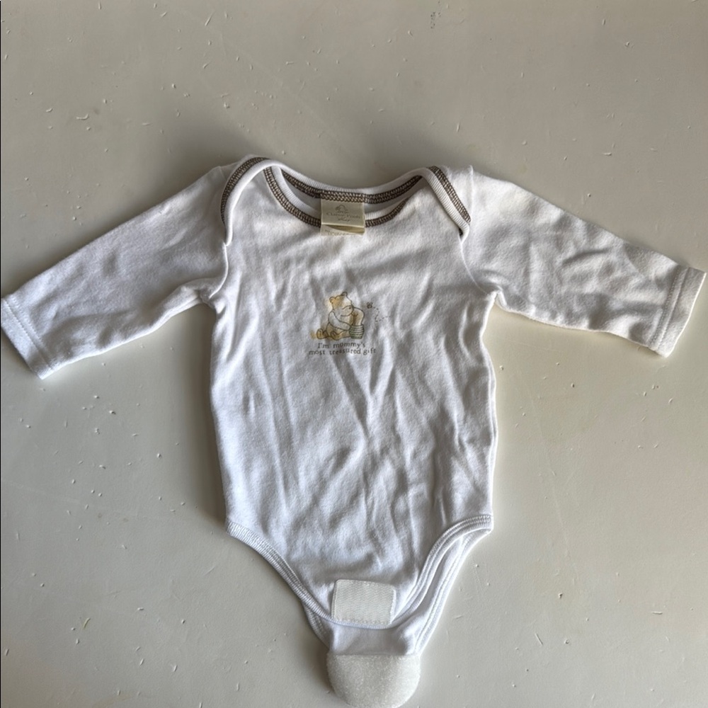 Classic Pooh White Baby Onesie with Winnie the Pooh One Size